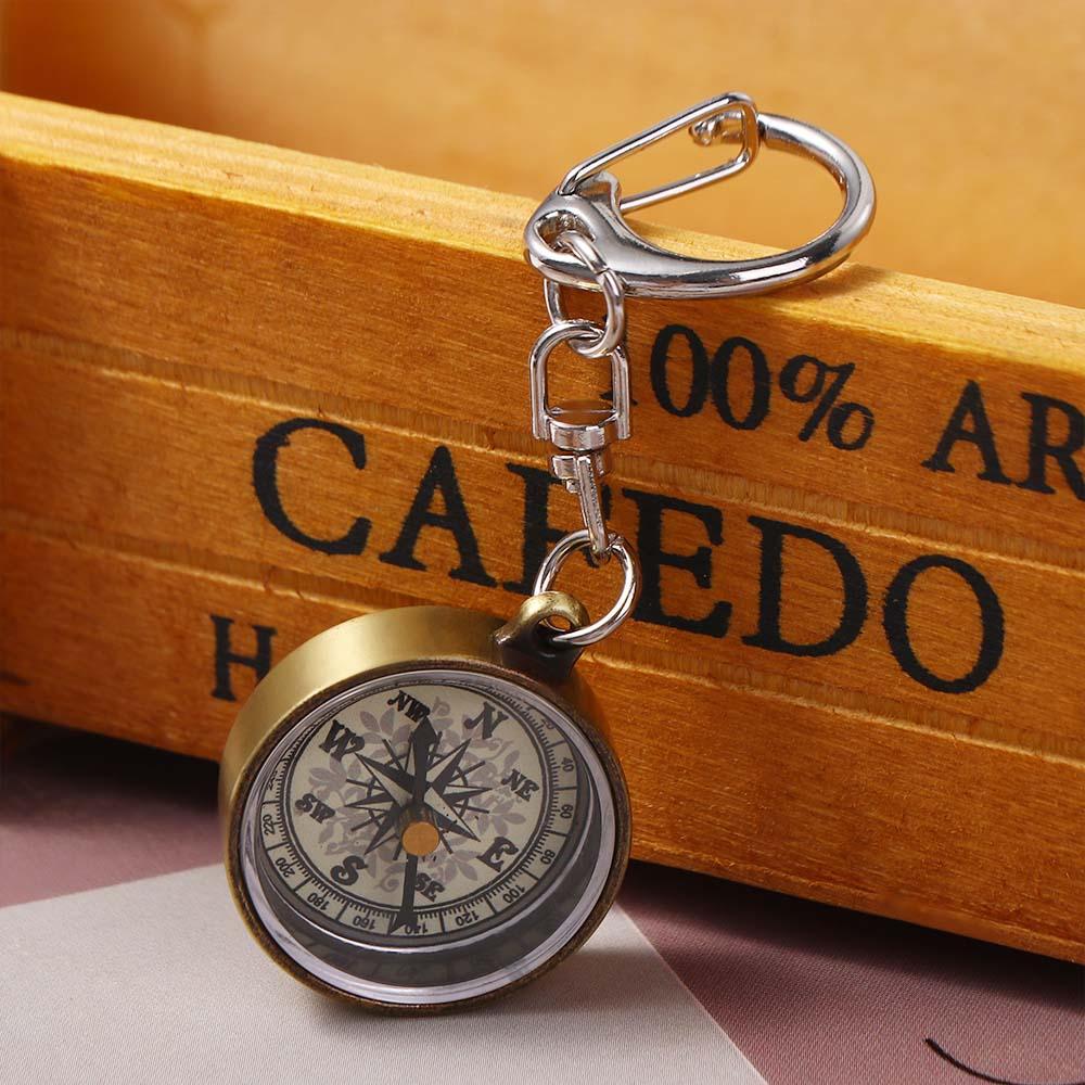 Compass Keychain Mini - Outils de navigation couleur or, pendentif