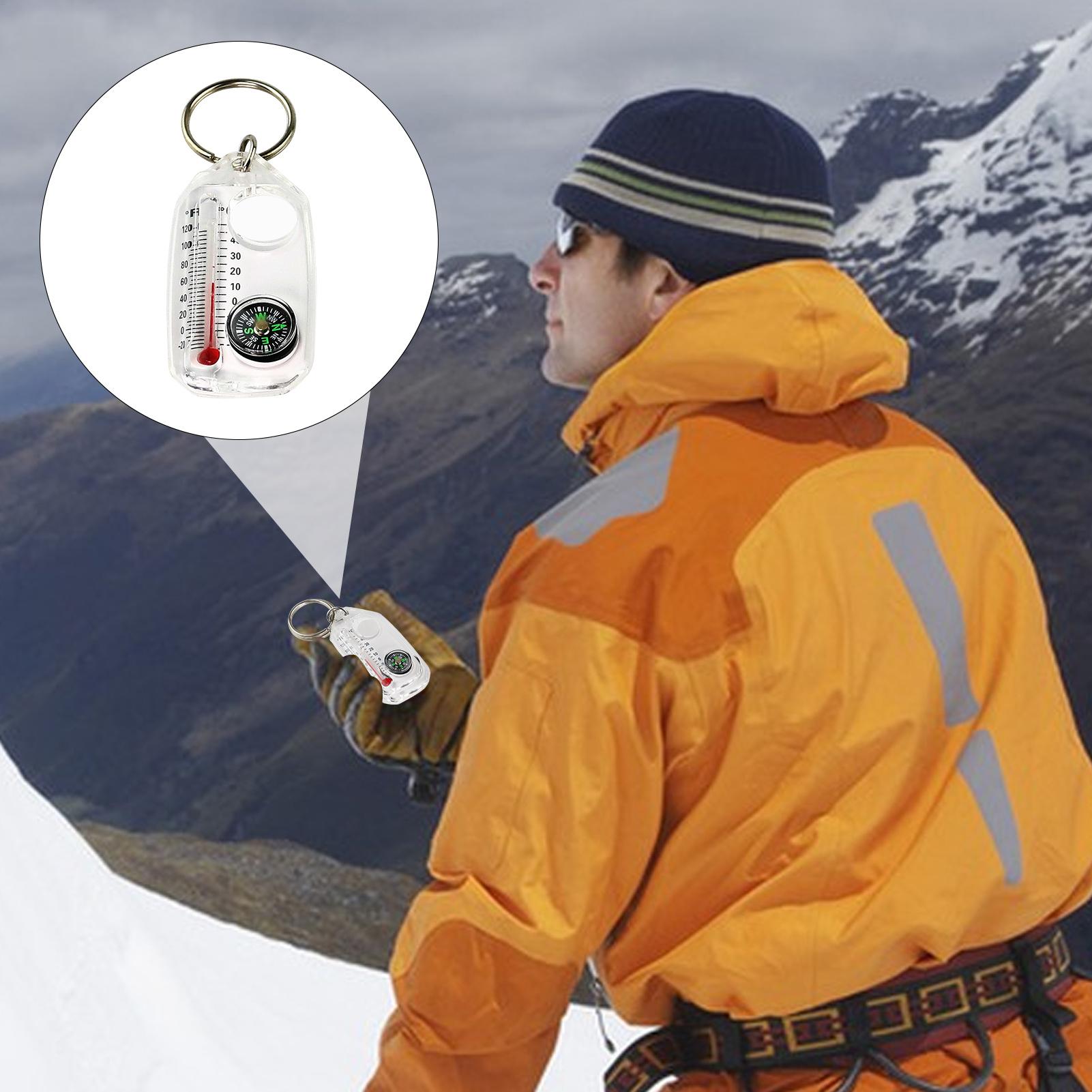 Compass Keychain Mini - Mini porte-clés multifonction, boussole de camping,