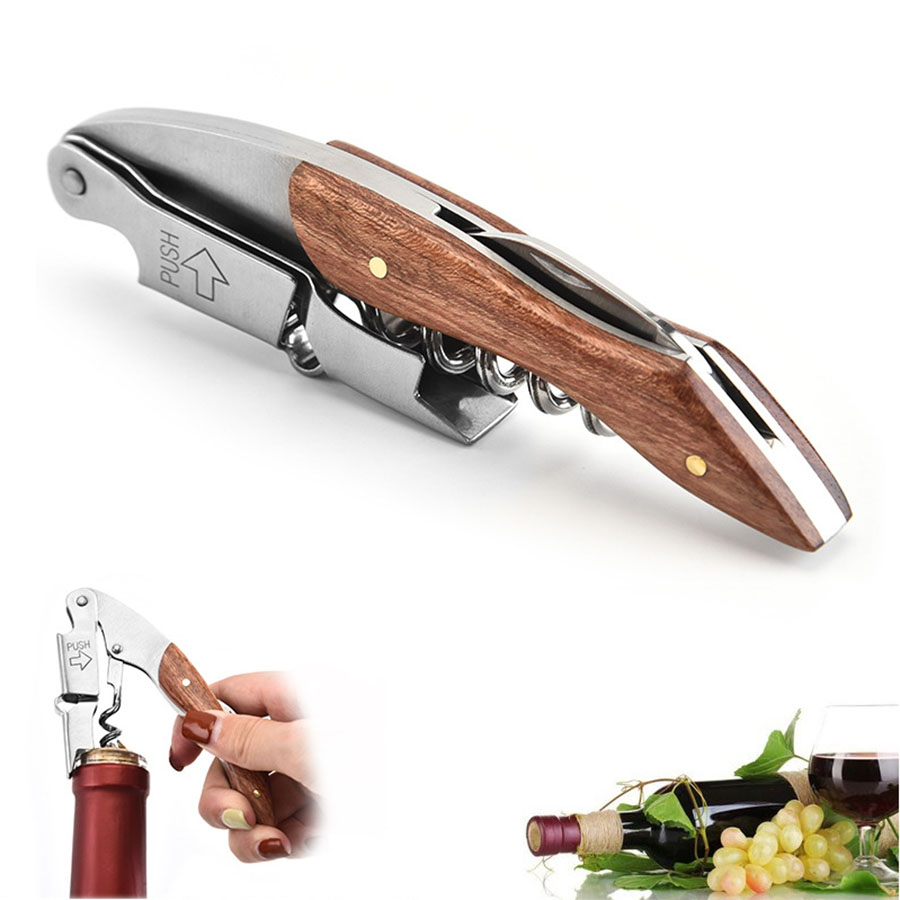 Bottle Opener Keyring - Ouvre-bouteille robuste avec poignée en bois,