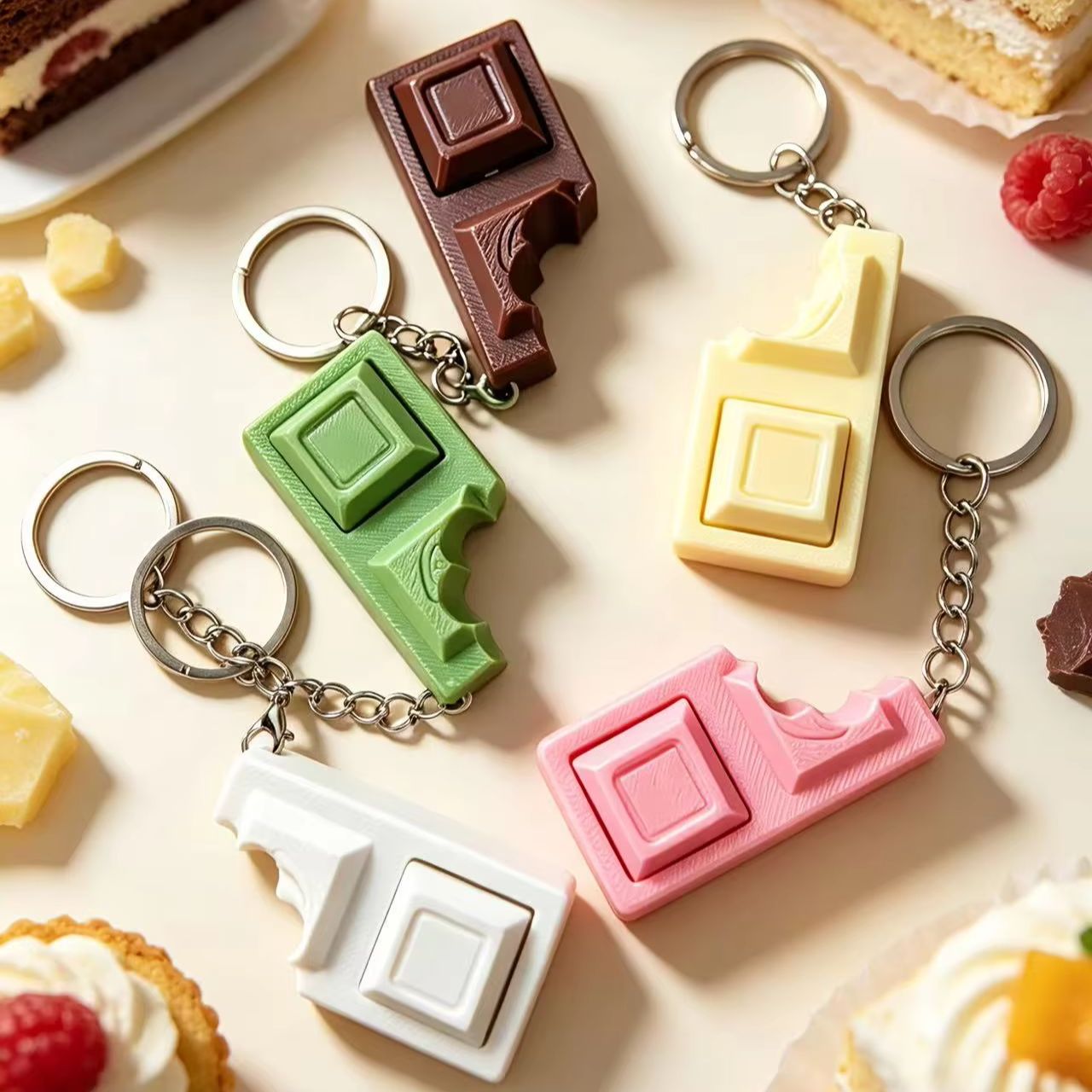 Edc Deep Carry - Porte-clés Fidget Clavier 3D Effet Chocolat