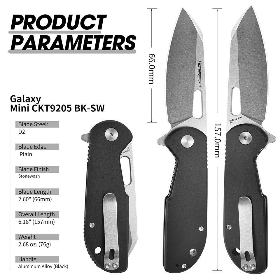 Edc Carry Pocket Knife - TONIFE Galaxy Mini CKT9205 Couteau pliant