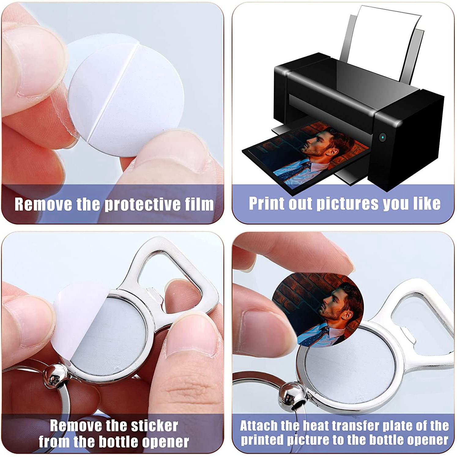 Bottle Opener Keyring - AED7-10 Pièces Porte-clés vierges pour sublimation,