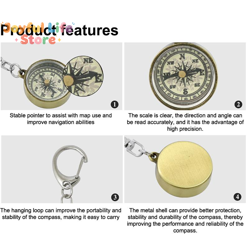 Compass Keychain Mini - Offre Spéciale : Porte-clés Outils Vintage